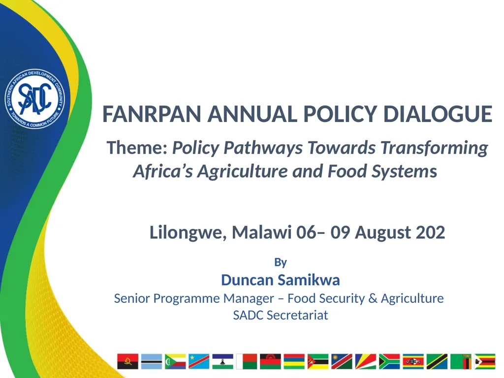 FANRPAN ANNUAL POLICY DIALOGUE Theme: Policy - slide 1 of 27