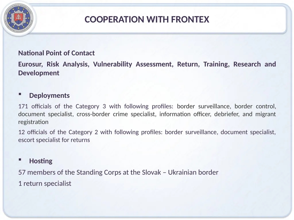 IRREGULAR MIGRATION IN SLOVAKIA ROLE OF NATIONAL - slide 7 of 8