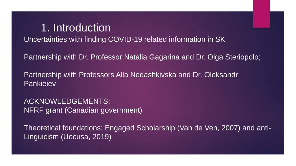 “COVID-19 effects on language use by immigrants in - slide 3 of 38