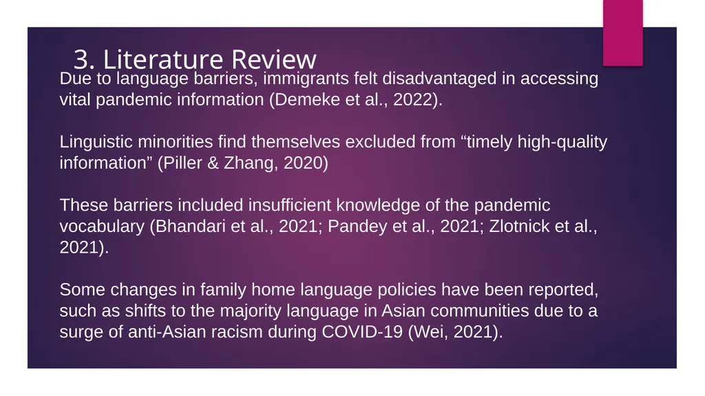 “COVID-19 effects on language use by immigrants in - slide 8 of 38