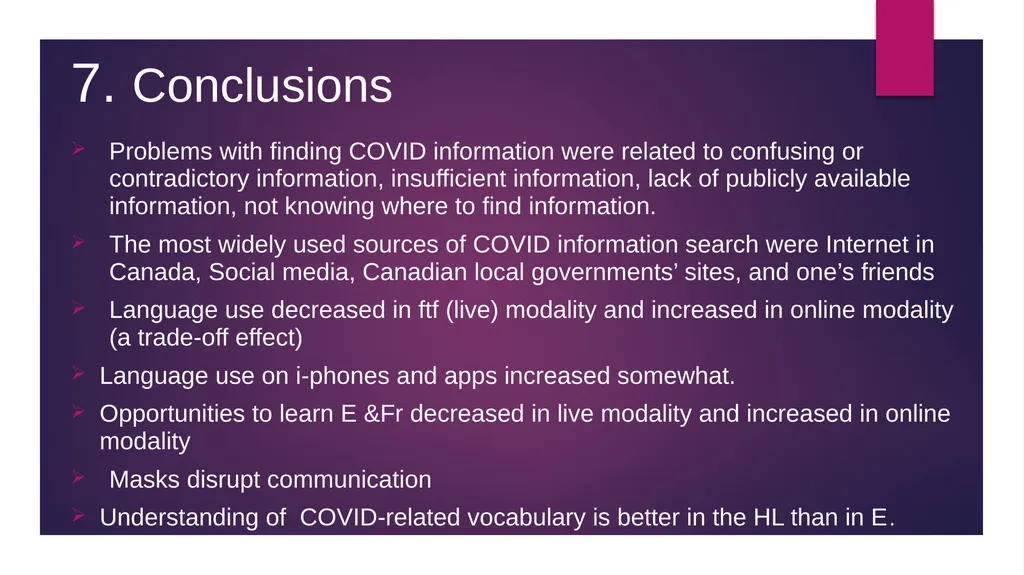 “COVID-19 effects on language use by immigrants in - slide 35 of 38