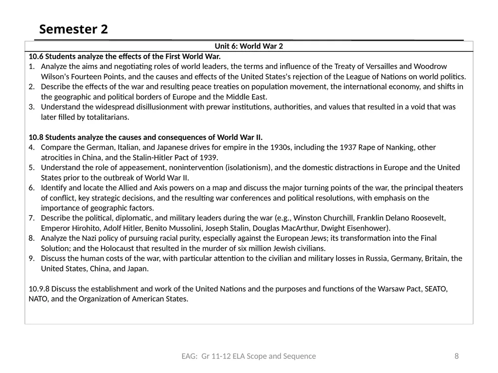 Common Core State Standards EPAA HSS Scope & - slide 8 of 20
