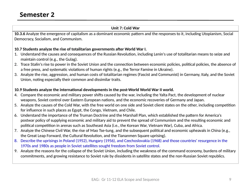 Common Core State Standards EPAA HSS Scope & - slide 9 of 20