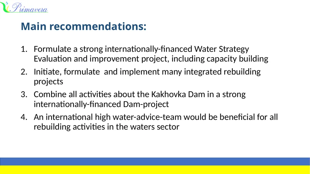 CHALLENGES AND HIGHEST PRIORITIES FOR THE WATER - slide 8 of 9