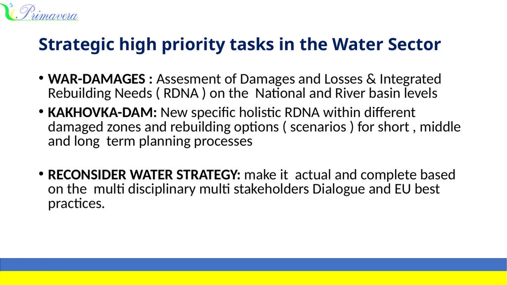 CHALLENGES AND HIGHEST PRIORITIES FOR THE WATER - slide 2 of 9