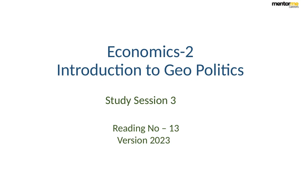 Economics-2 Introduction to Geo Politics Reading