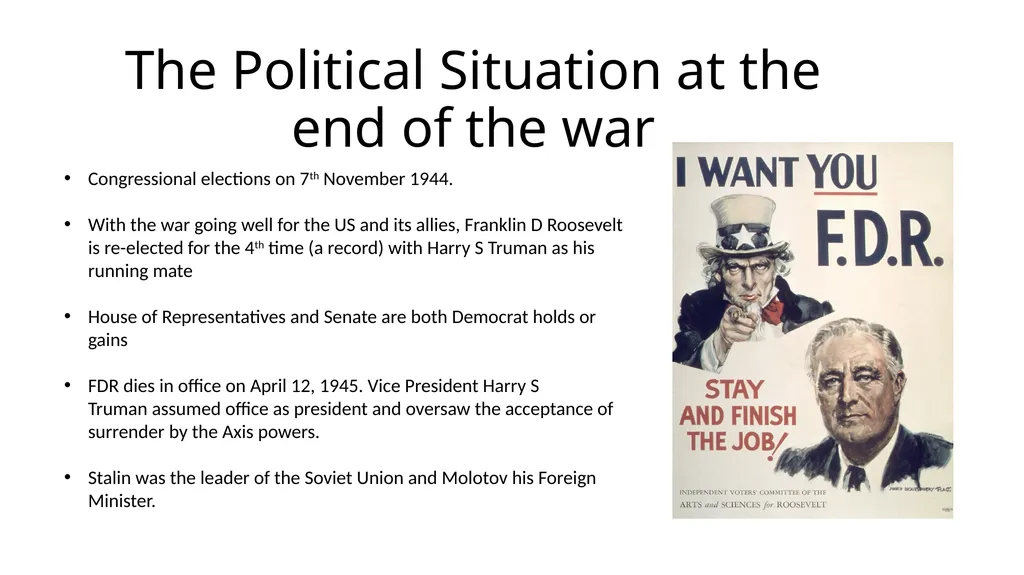 The Political Situation at the end of the war - slide 1 of 11
