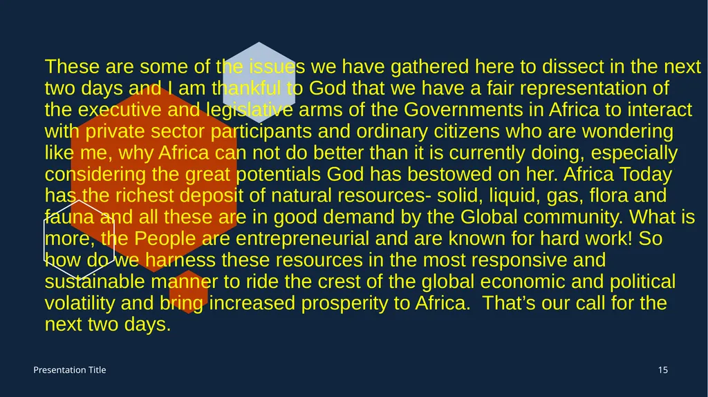 AFRICA: RIDING THE CREST OF GLOBAL ECONOMIC AND - slide 15 of 16