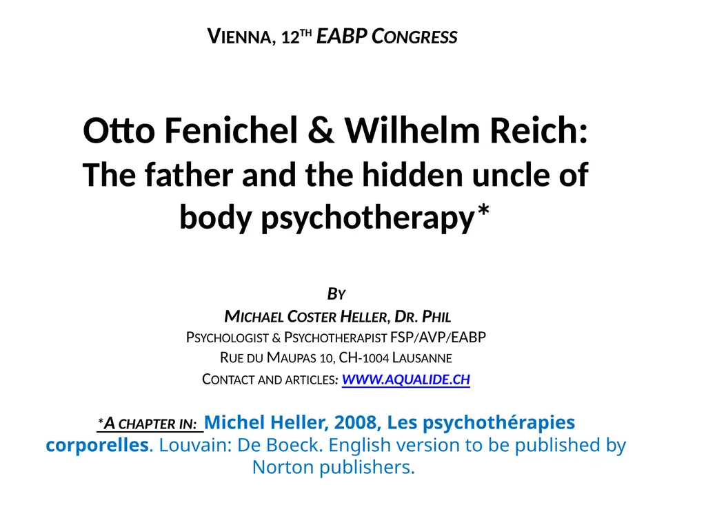 Otto Fenichel & Wilhelm Reich: The father and the