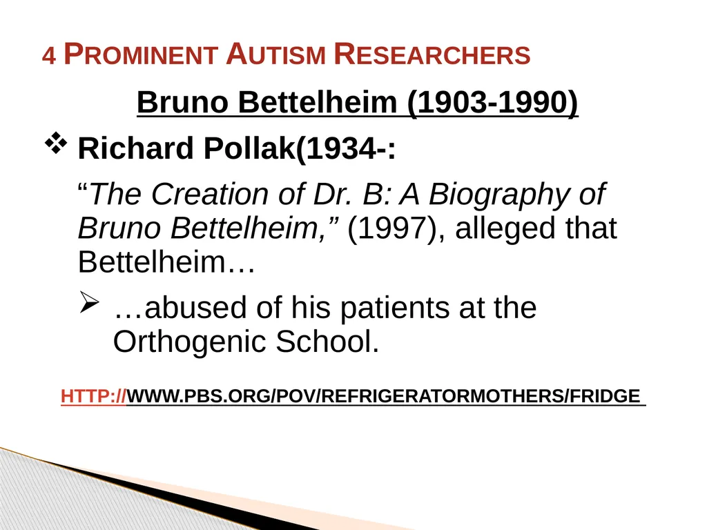 Brief History of Autism By: Jason Bunn-Parsons 4 - slide 15 of 44
