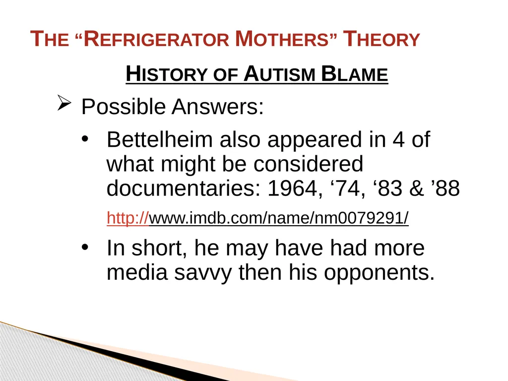 Brief History of Autism By: Jason Bunn-Parsons 4 - slide 30 of 44