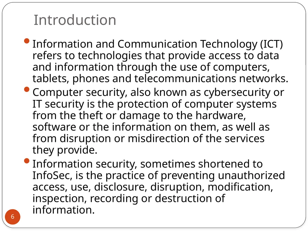 MODULE 7: SECURITY IN ICT Session 1: Introduction - slide 6 of 21
