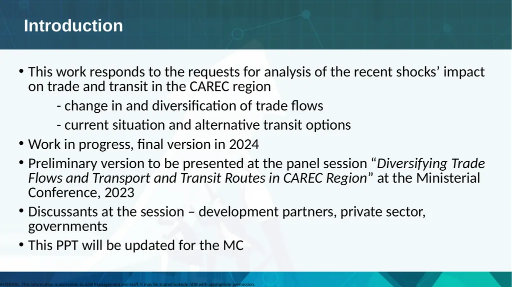 Presentation on CAREC Study: Diversifying Trade - slide 2 of 8