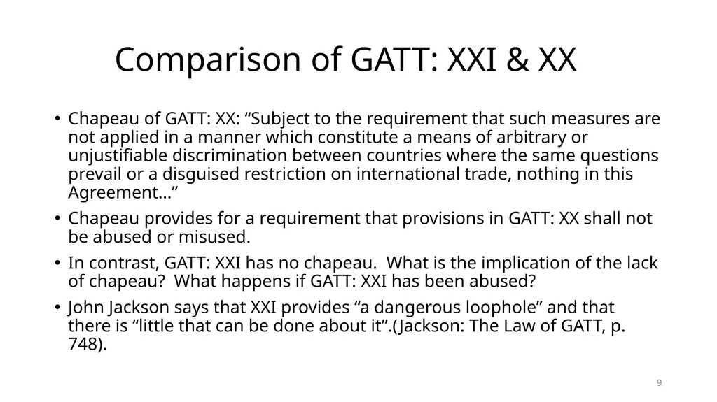 Non-trade Issues in WTO: National Security - slide 9 of 23