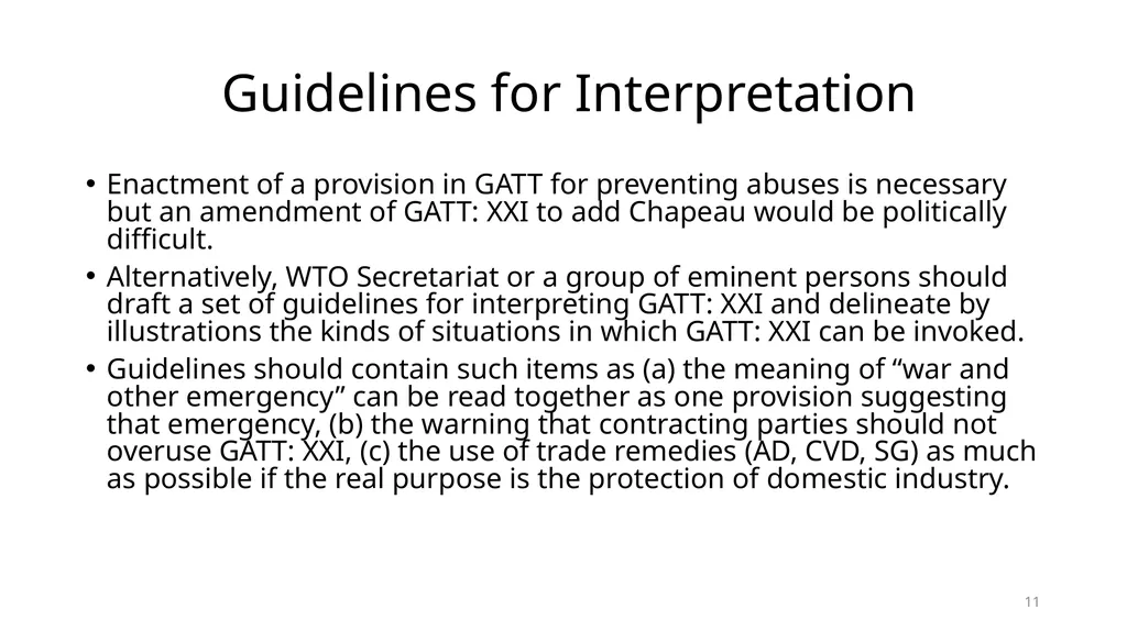 Non-trade Issues in WTO: National Security - slide 11 of 23