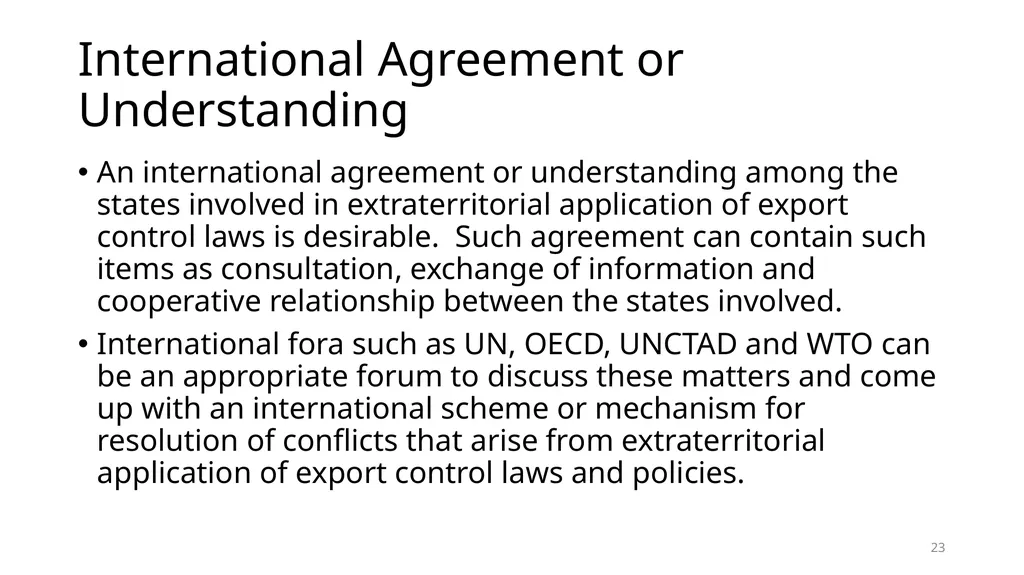 Non-trade Issues in WTO: National Security - slide 23 of 23