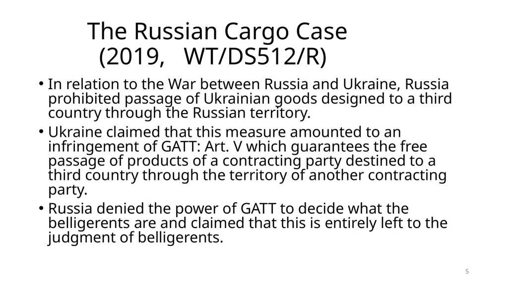 Non-trade Issues in WTO: National Security - slide 5 of 23