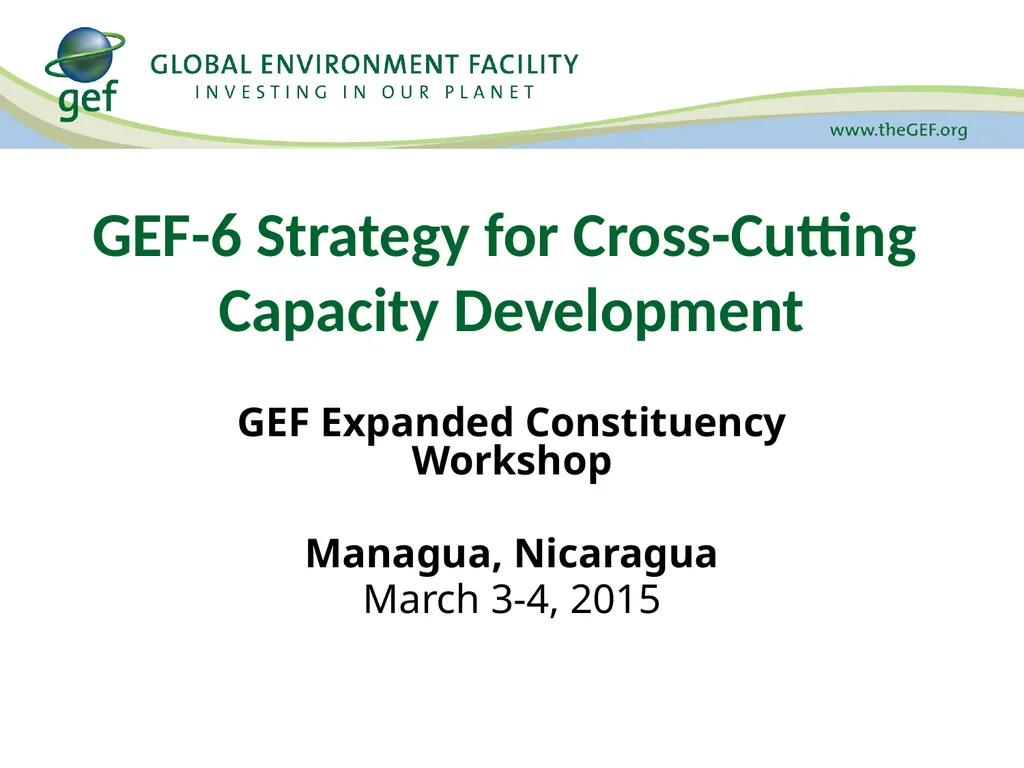 GEF-6 Strategy for Cross-Cutting Capacity - slide 1 of 10