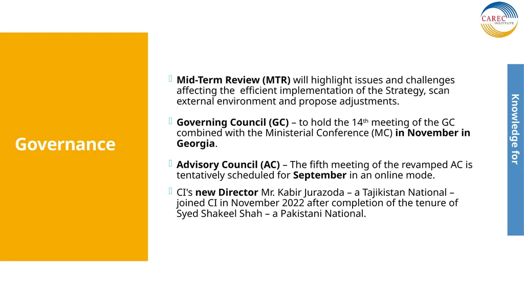CAREC Institute Progress Report Senior Officials’ - slide 2 of 12
