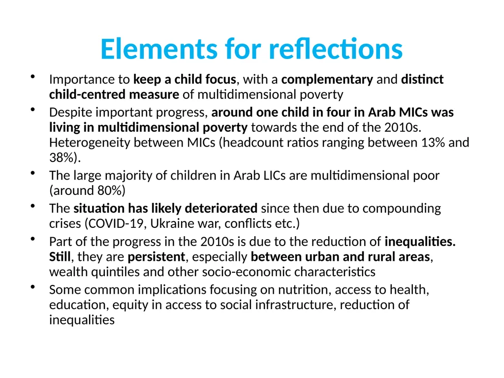 Child poverty in the 2nd Arab Multidimensional - slide 14 of 19