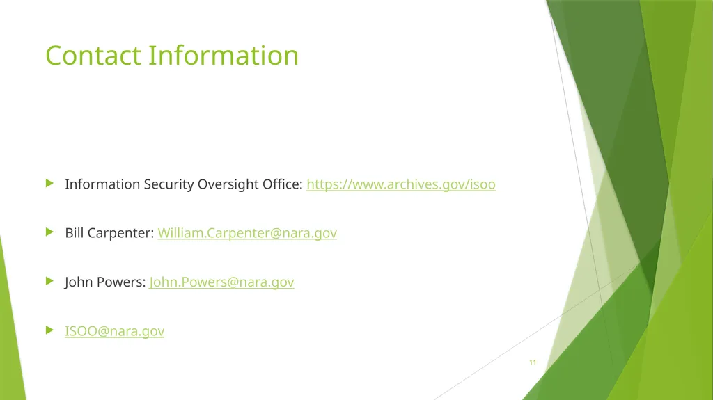 Declassification Realities A presentation for the - slide 11 of 11