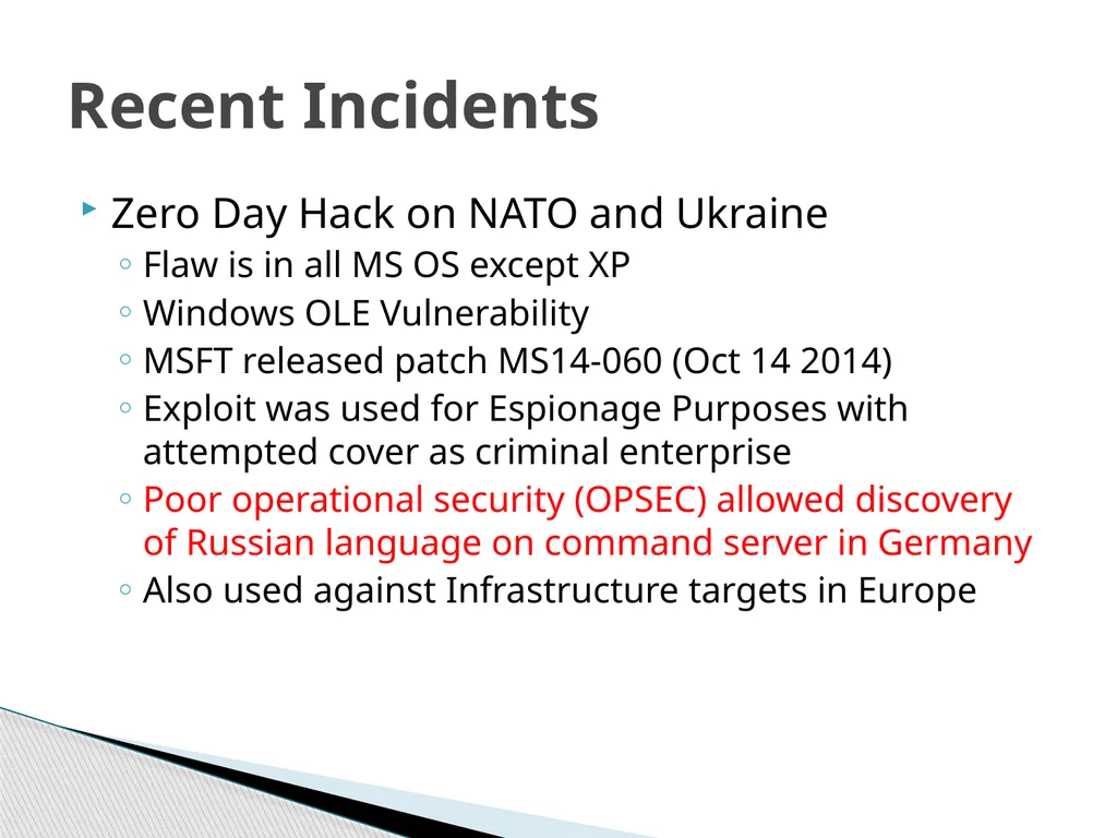 Global Perspective on CyberSecurity October 16, - slide 25 of 36