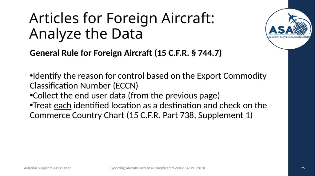 Exporting Aircraft Parts in an Increasingly - slide 25 of 40