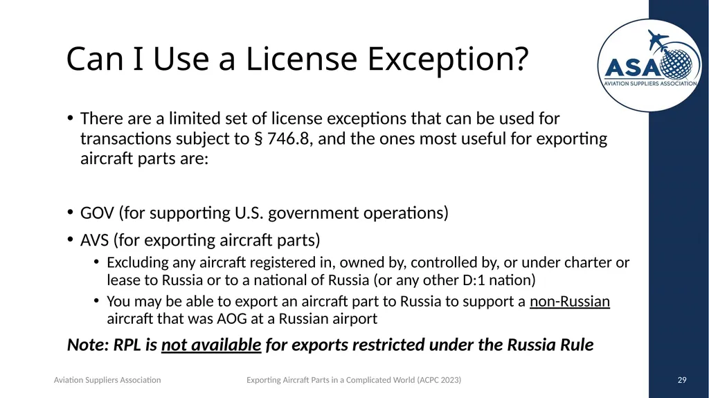 Exporting Aircraft Parts in an Increasingly - slide 29 of 40