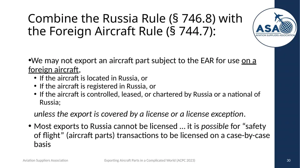 Exporting Aircraft Parts in an Increasingly - slide 30 of 40