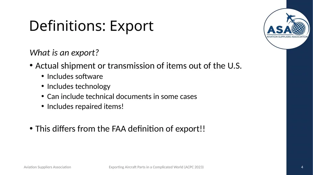 Exporting Aircraft Parts in an Increasingly - slide 4 of 40