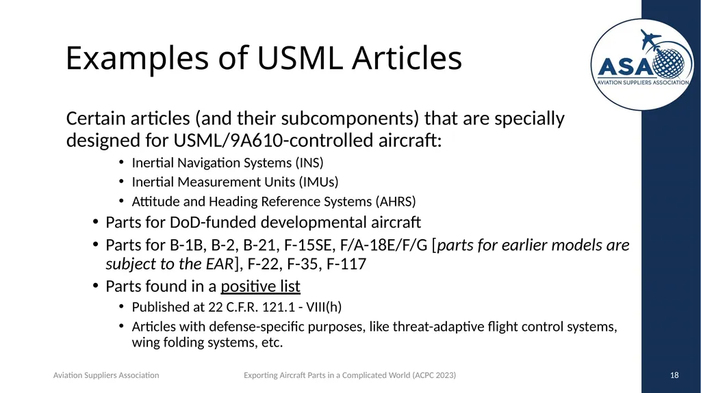 Exporting Aircraft Parts in an Increasingly - slide 18 of 40