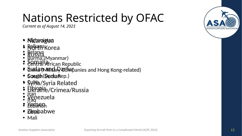 Exporting Aircraft Parts in an Increasingly - slide 13 of 40