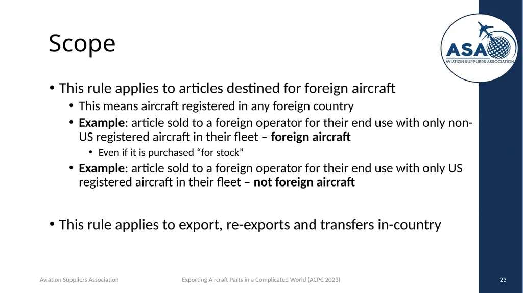 Exporting Aircraft Parts in an Increasingly - slide 23 of 40