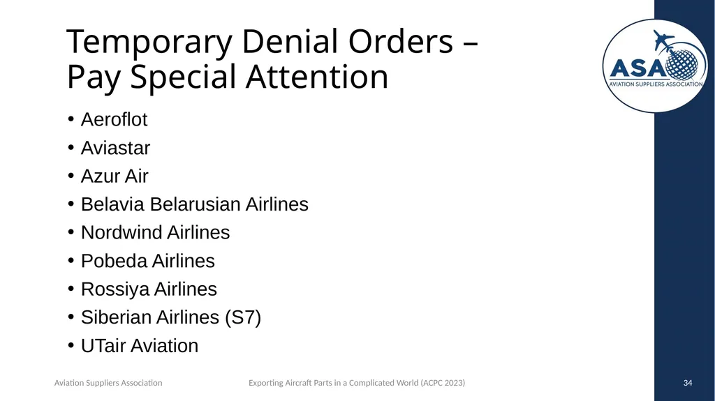 Exporting Aircraft Parts in an Increasingly - slide 34 of 40