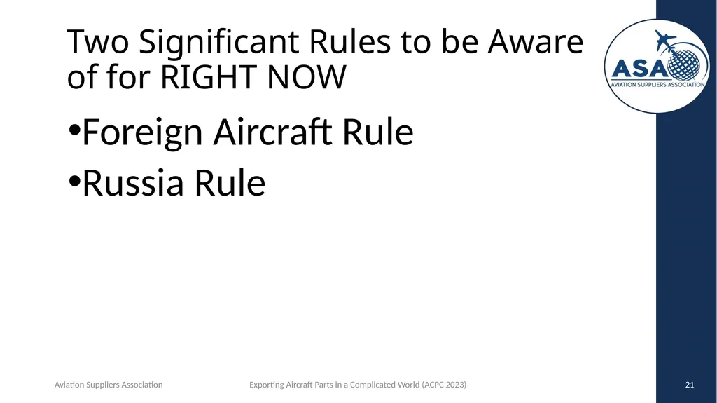 Exporting Aircraft Parts in an Increasingly - slide 21 of 40