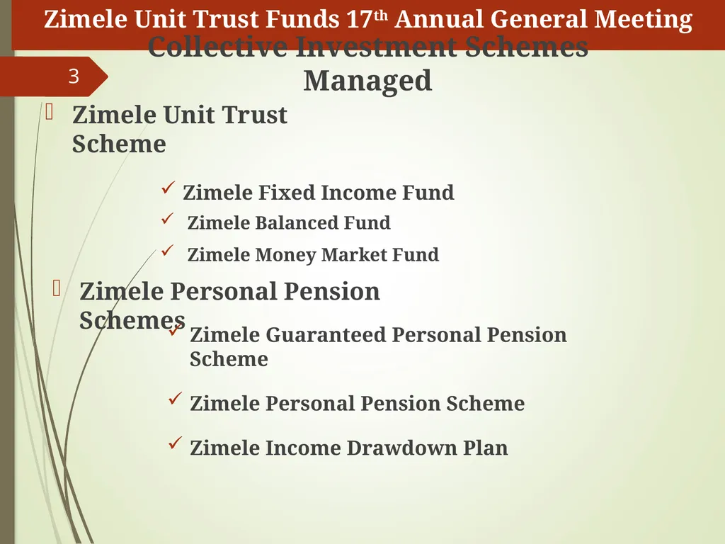 1 Zimele Unit Trust Scheme 17th AGM Fund Manager’s - slide 3 of 15