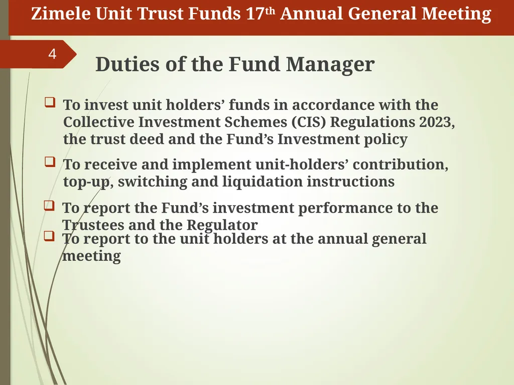 1 Zimele Unit Trust Scheme 17th AGM Fund Manager’s - slide 4 of 15