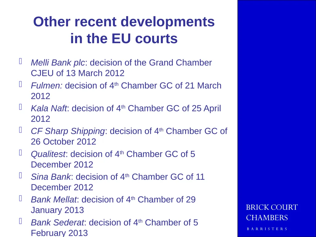 JOINT EMLO AND MMLA SPRING SEMINAR 2014 EU - slide 31 of 41