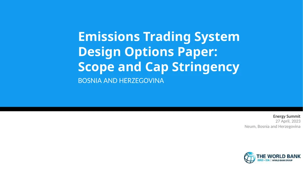 Emissions Trading System Design Options Paper: - slide 1 of 11