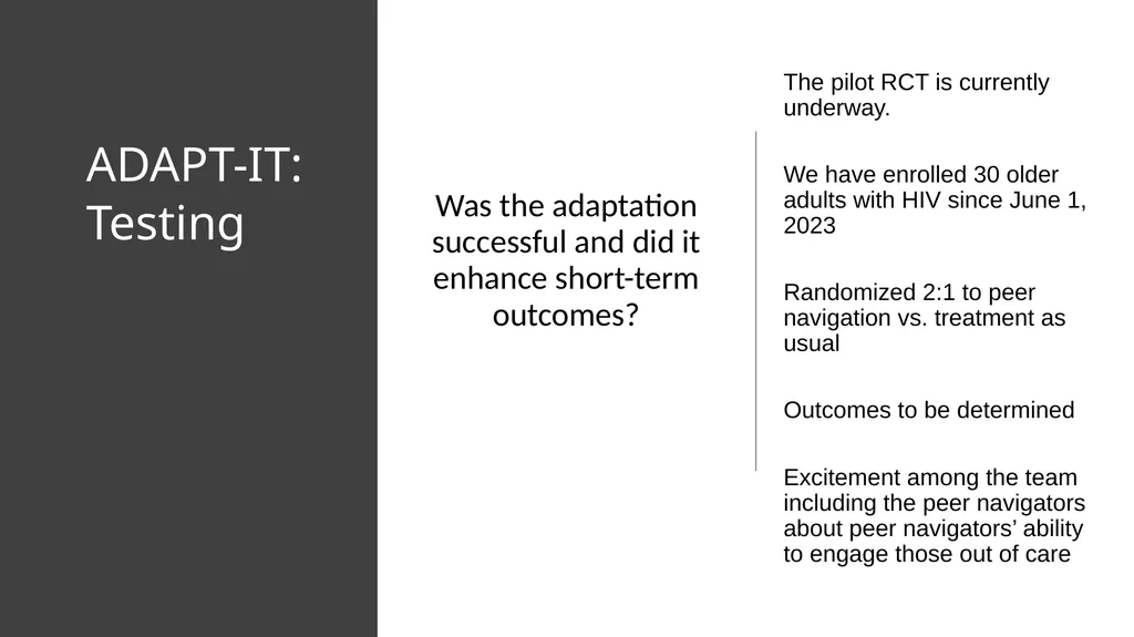 Adapting Peer Navigation for Older People with HIV - slide 16 of 20
