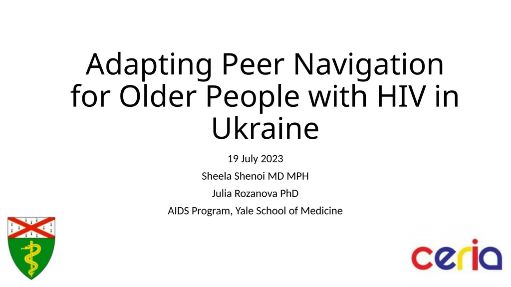 Adapting Peer Navigation for Older People with HIV - slide 1 of 20