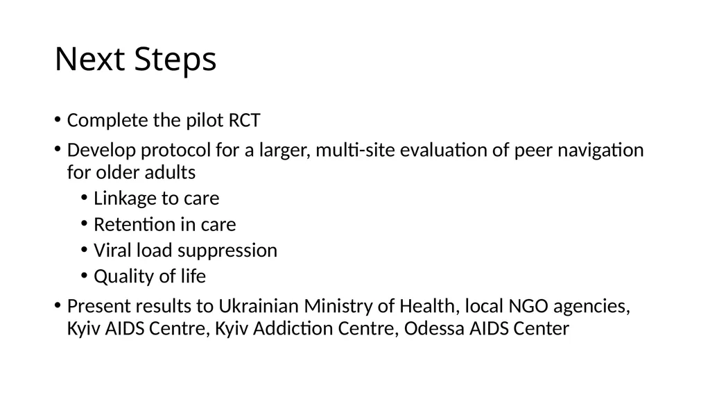 Adapting Peer Navigation for Older People with HIV - slide 18 of 20
