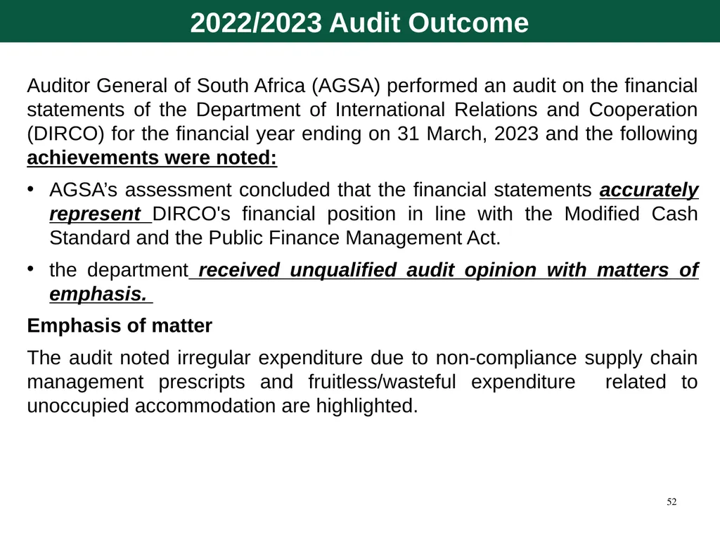 Quarter 1 Report on Performance Information and - slide 52 of 55