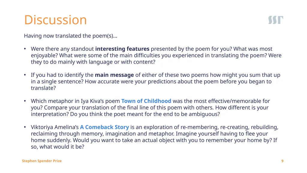 General Instructions Our translation workshops are - slide 9 of 12
