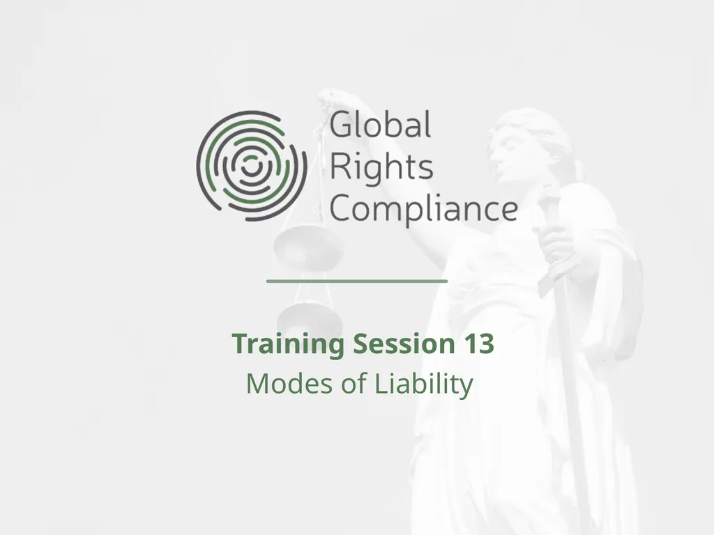 Training Session 13 Modes of Liability Modes of