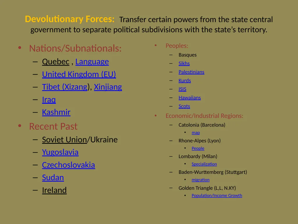 AP Human Geography Workshop Devolutionary Forces - slide 6 of 10