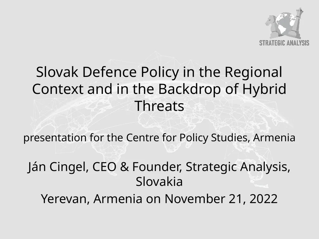 Slovak Defence Policy in the Regional Context and