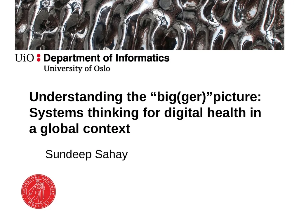 Understanding the “big(ger)”picture: Systems - slide 1 of 26