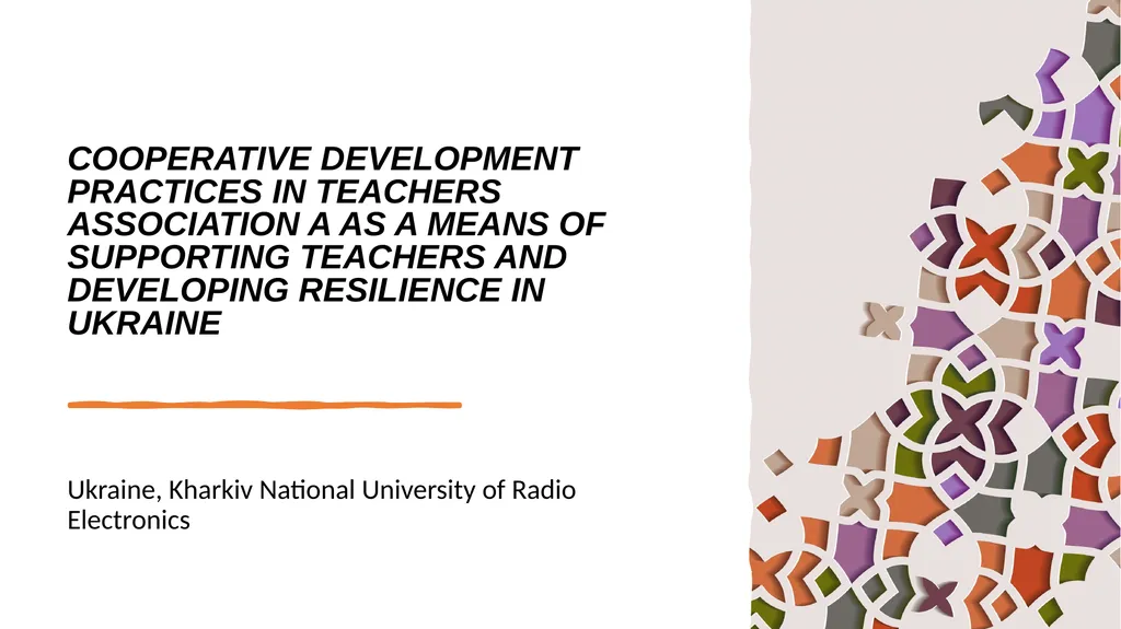 COOPERATIVE DEVELOPMENT PRACTICES IN TEACHERS - slide 1 of 11