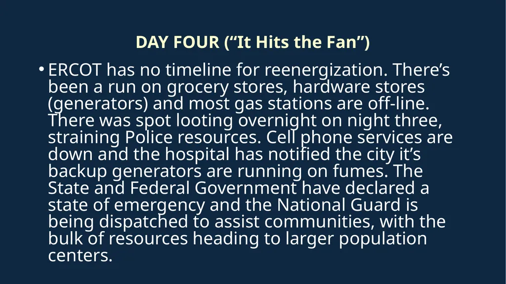Critical Infrastructure Outage –Tabletop Exercise - slide 9 of 13